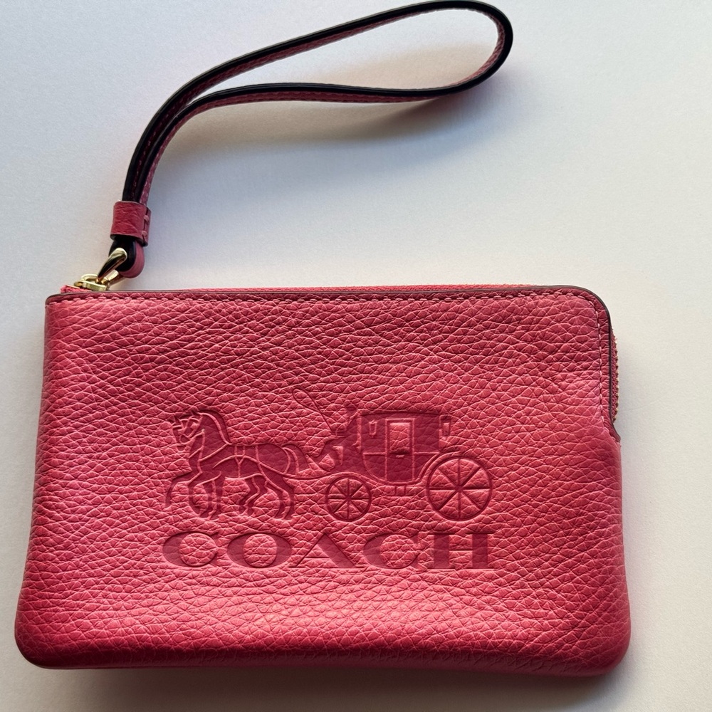 Coach Fuchsia Leather Wristlet